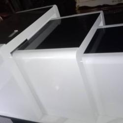 3 PCS OF WHITE & BLACK TOP SIDE STOOLS (1530)