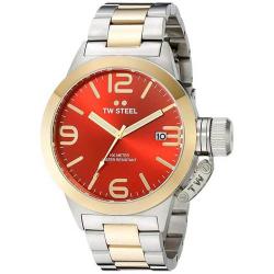 TW STEEL CB71 MEN'S CANTEEN QUARTZ RED DIAL TWO-TONE WATCH