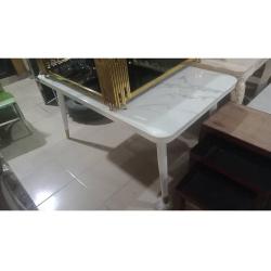 WHITE MARBLE TOP DINING TABLE WITH WHITE LEGS (1530)