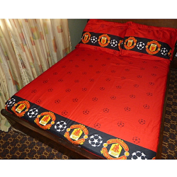 Deluxe Bedsheet, Red Patterned, Manchester United Colours