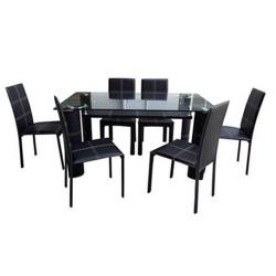 Dining Table with 6 Chairs (Black)