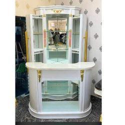 QUALITY DESIGNED WHITE BAR STAND WITH GLASS  -AVAILABLE (AUSFUR) - Deluxe.com.ng