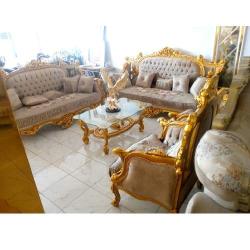 QUALITY DESIGNED WHITE BROWN & GOLD 7 SEATERS SOFA CHAIRS ONLY - AVAILABLE (SETIN) - deluxe.com.ng