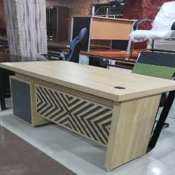 QUALITY DESIGNED LIGHT BROWN & WHITE LEG OFFICE TABLE  - AVAILABLE (AUFUR) 