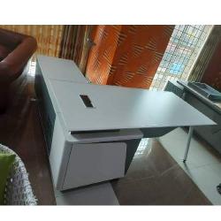 QUALITY DESIGNED WHITE OFFICE TABLE WITH EXTENSION- AVAILABLE (AUFUR) 