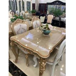 QUALITY DESIGNED WHITE ROYAL CREAM DINING TABLE & CHAIRS - AVAILABLE (JAFU) - deluxe.com.ng