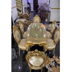 QUALITY DESIGNED ROYAL CREAM & GOLD DINING TABLE WITH 6 CHAIRS  - AVAILABLE (SAINT) - deluxe.com.ng