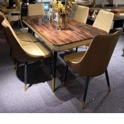 QUALITY DESIGNED CREAM & BROWN DINING TABLE WITH 6 CHAIRS - AVAILABLE (OKAF)