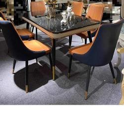 QUALITY DESIGNED BLACK & ORANGE DINING TABLE WITH 6 CHAIRS - AVAILABLE (OKAF) - deluxe.com.ng