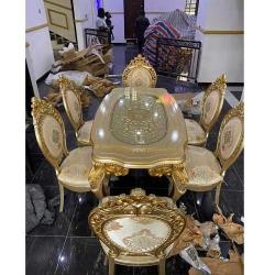 QUALITY DESIGNED ROYALGOLDEN DINING TABLE WITH 6 CHAIRS - AVAILABLE (OKAF) - deluxe.com.ng