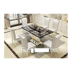 Marble Oxlyn Modern Dining Set Furniture + 6 Dinning Chairs (1) 