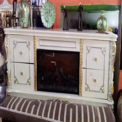 QUALITY DESIGNED WHITE FIRE PLACE TV STAND - AVAILABLE (CHIN) 