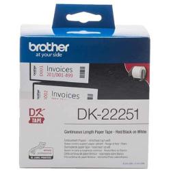 Genuine Brother DK-22251 Continuous Paper Label Roll – Black and Red on White, 62mm