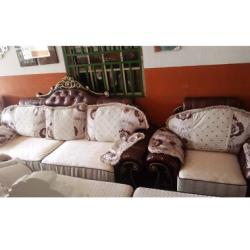 7 SEATERS SOFA CREAM & COFFEE BROWN (GIDI)