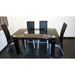 Dining Table Set with 4 Chairs (Black)