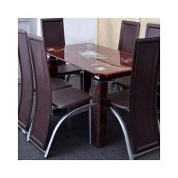 Dining Set with 6 Dining Chairs (Brown) - deluxe.com.ng