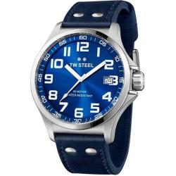 TW STEEL TW400 MEN'S PILOT 45MM STAINLESS STEEL BLUE DIAL BLUE LEATHER WATCH