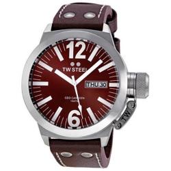 TW STEEL CE1009 MEN'S CANTEEN STAINLESS STEEL BROWN DIAL LEATHER WATCH