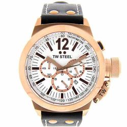 TW STEEL CE1019 MEN'S CANTEEN CHRONOGRAPH ROSE GOLD LEATHER WATCH