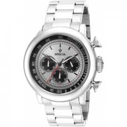 INVICTA 15065 MEN'S VINTAGE QUARTZ CHRONOGRAPH SILVER, BLACK DIAL LARGE WATCH