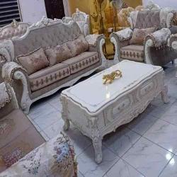 QUALITY DESIGNED ROYAL CREAM & LIGHT BROWN 7 SEATERS SOFA CHAIRS ONLY _ AVAILABLE (LEWO) - deluxe.com.ng