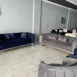 NAVY BLUE & GREY 7 SEATERS SOFA (NWAFU)