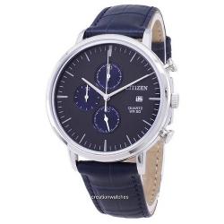 CITIZEN AN3610-04H MEN’S QUARTZ CHRONOGRAPH BLUE LEATHER MEDIUM WATCH - deluxe.com.ng