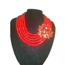 House of beauty 5layers beads + 1 quality brooch-Red