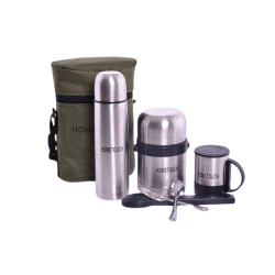 Home Touch Stainless Steel Food Flask – Set Of 5 (N) - deluxe.com.ng