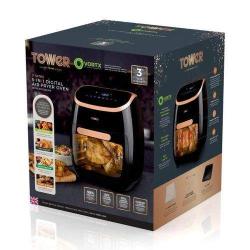 Tower | Xpress Pro Rose Gold 5 - In - 1, 11L Digital Air Fryer Oven- deluxe.com.ng