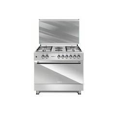 MAXI STYLE GAS COOKER | 60*90 CM, 4 GAS + 2 ELECTRICAL, MECHANICAL TIMER, OVEN LAMP, DOUBLE ITALIAN DESIGNED BURNER + SPARKER, MIRROR FRONT GLASS - INOX - deluxe.com.ng