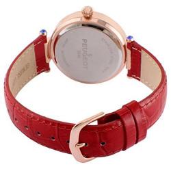 Peugeot CCWomen’s 14k Rose Gold Plated Red Leather Dress Medium Size Watch