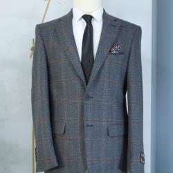 EXECUTIVE GREY AND BROWN CHECKER TURKEY BLAZER [SWNL]