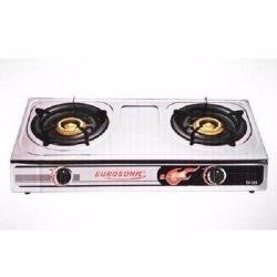 Eurosonic|2 Burner Auto Ignition Table Top Gas Cooker - Silver-deluxe.com.ng