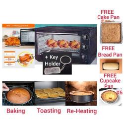 Eurosonic|80 Ltr -Bake + Grill+ Re-Heat +Rotisserie Function Oven + FREE Baking Pans + Cupcake Pans + Key Holder -deluxe.com.ng