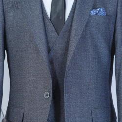 LIGHT GREY 3 PIECE TURKEY SUIT WITH GREY BUTTONS (SWNL)-deluxe.com.ng