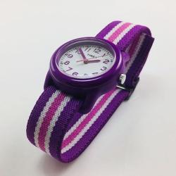 TIMEX TW7C06100 KID’S TIME MACHINES PURPLE STRIPPED FABRIC BAND WATCH - deluxe.com.ng