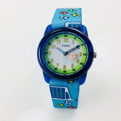 TIMEX TW7C16500 KID’S TIME MACHINES BOYS BLUE SOCCER NYLON WATCH 