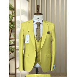 YELLOW TURKEY 3 PIECES SUIT WITH ONE BUTTON | AVAILABLE IN ALL SIZES (DEFAS) (N) - deluxe.com.ng