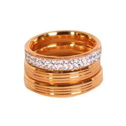 Flat Stone Wedding Ring Set-Gold Plated (ZP)