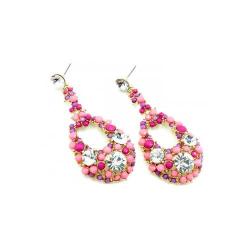 Pink Bead & Crystal Earring 