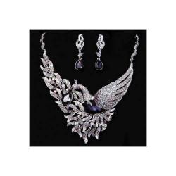Purple Swan Crystal Necklace Set