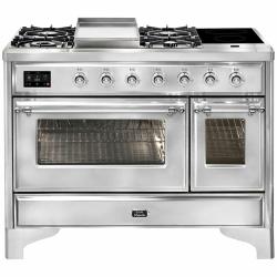 ILVE GAS COOKER |  P12FNE3/SSC 120cm cooker 90cm + 30cm ovens and 6 gas burner top & Fry Top - deluxe.com.ng