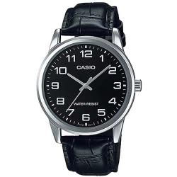 CASIO MTP-V001L-1BUDF MEN’S ANALOG BLACK LEATHER SMALL DRESS WATCH