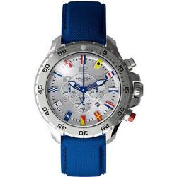NAUTICA N16530G MEN'S NST CHRONOGRAPH BLUE RESIN-COATED LEATHER WATCH