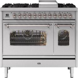 ILVE GAS COOKER | P12FNE3/WHB 120CM MILANO FRY TOP DUAL FUEL RANGE COOKER - WHITE - BRUNT COLOUR - deluxe.com.ng