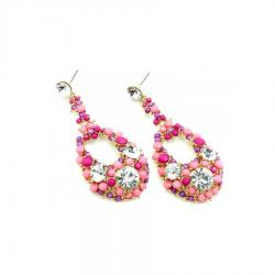 Pink Bead & Crystal Earring 