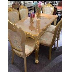 QUALITY DESIGNED ROYAL CREAM & GOLD DINING TABLE WITH 6 CHAIRS  - AVAILABLE (SAINT) - deluxe.com.ng