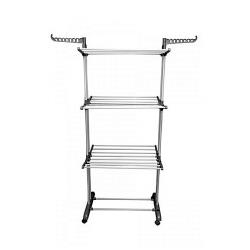  Le Decor Foldable 3 Tier Cloth Rack With Wheels - Silver