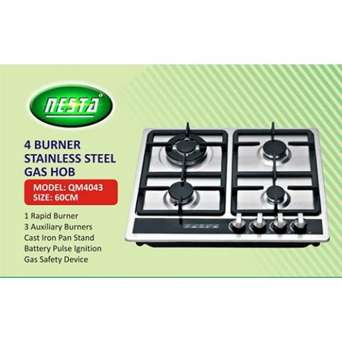 NESTA 60CM 4 BURNER STAINLESS STEEL GAS HOB |QM4043|